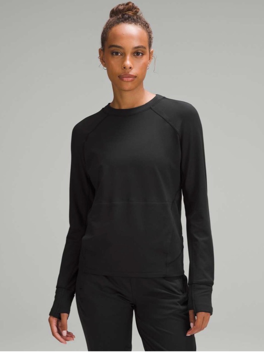 Lululemon Women’s Its Rulu Run Classic Crewneck Size XL Light Black front pocket